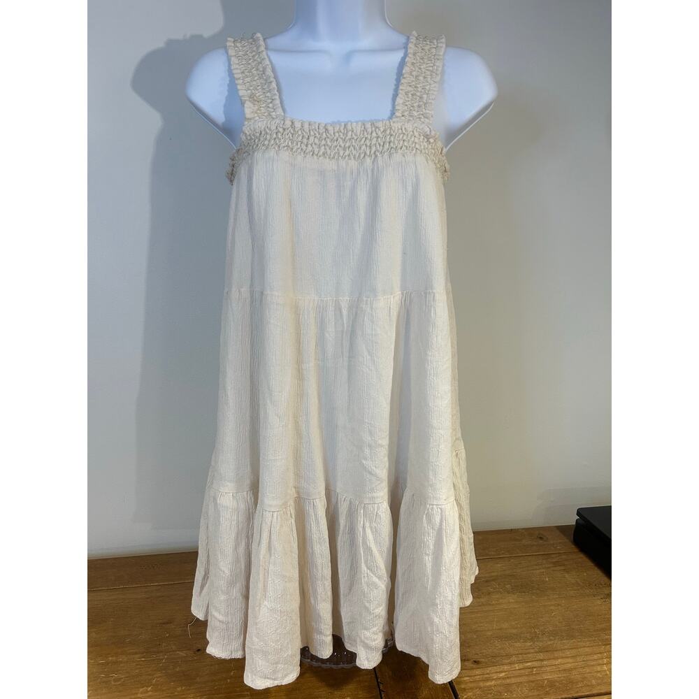 American Eagle Outfitters Sz M Smocked Babydoll Dress Textured Tiered Bride To B